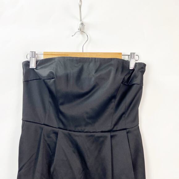 Express Design Studio 2 Womens Black Silky Strapless Tafetta Cocktail Mini Dress - Picture 2 of 7